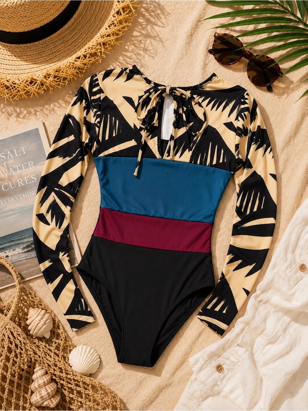 Seea XS Long Sleeve Surf Suit One Piece Swimsuit Colorblock Made USA